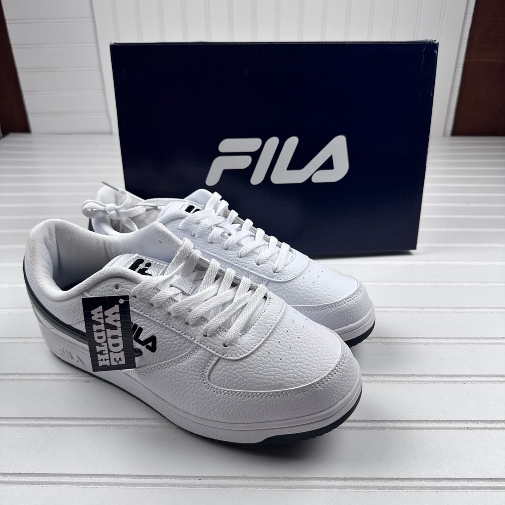 NEW FILA A-Low Men's 10 White Black 1CW00551-102 Wide 4E with Box